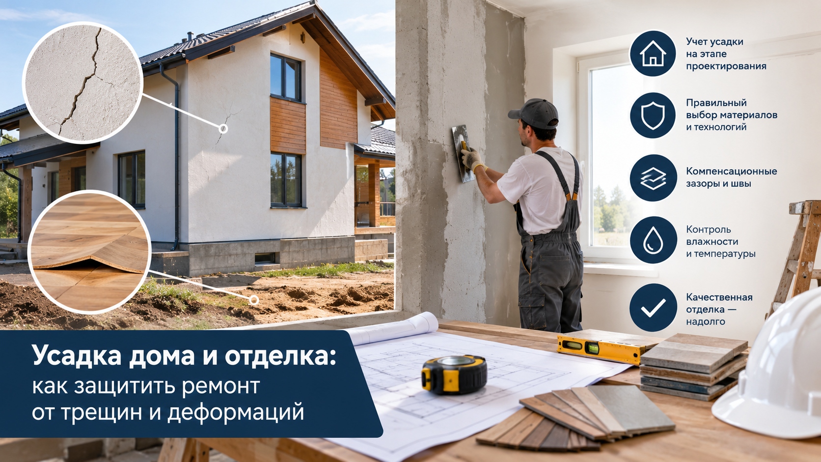 Усадка дома и отделка: как защитить ремонт от трещин и деформаций